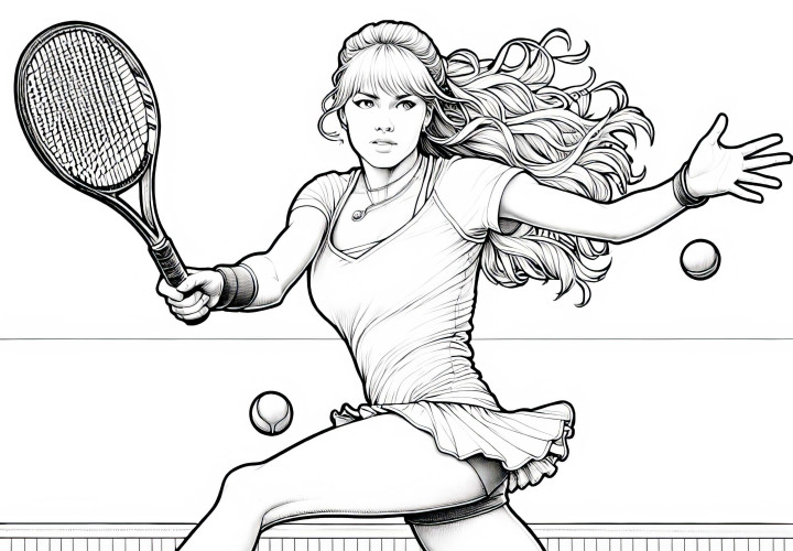 Desenho para colorir de tenista - Rico em detalhes e gratuito