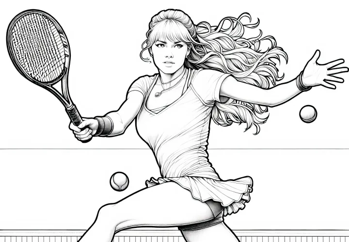 Tennis Player Coloring Page - Detailed and Free