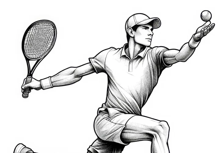 Player runs to the ball - Coloring page for tennis enthusiasts