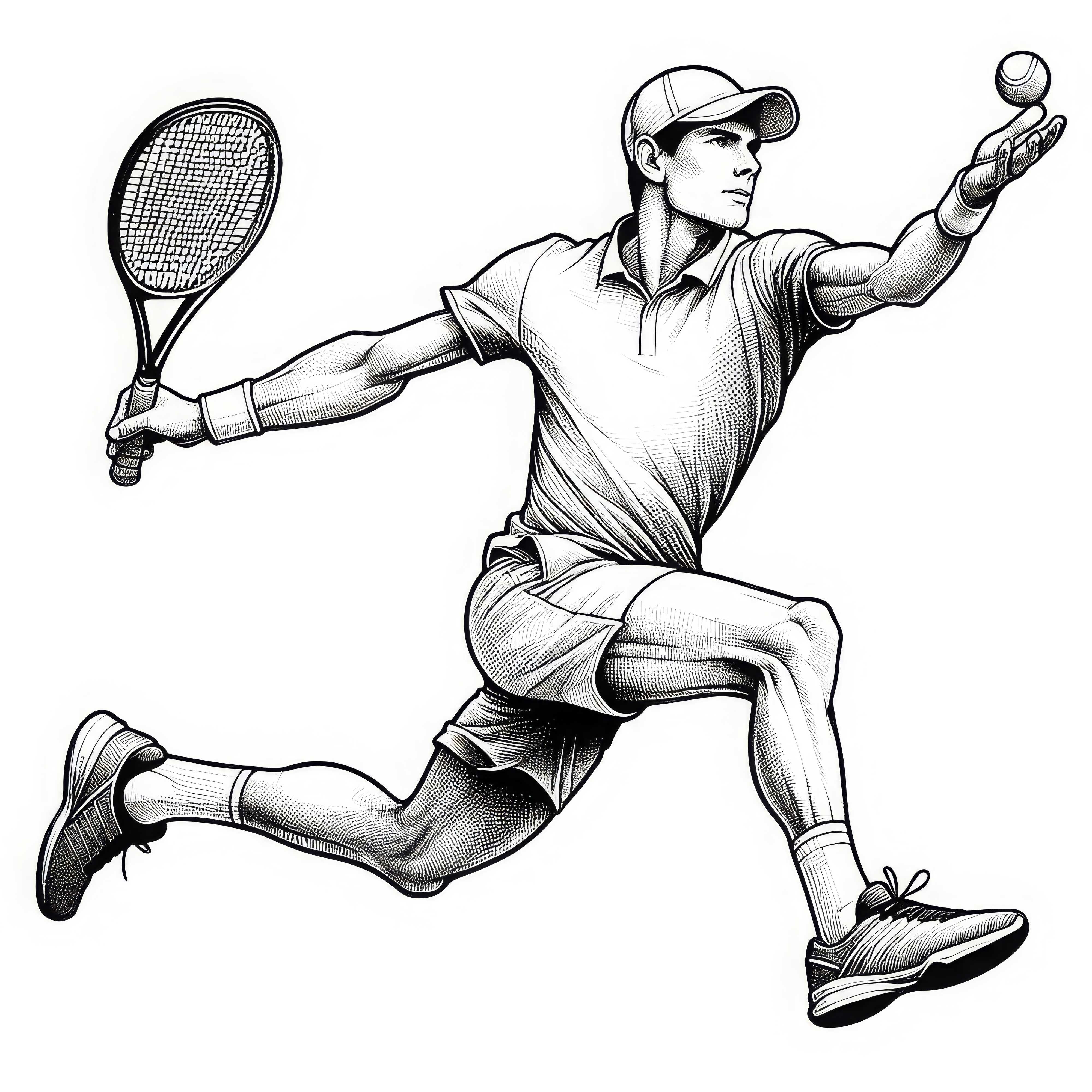 Jogador corre para a bola – Imagem para colorir para amigos do tênis