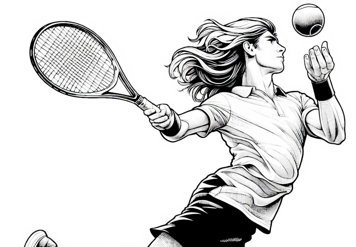 Desenho para colorir de tenista detalhado grátis