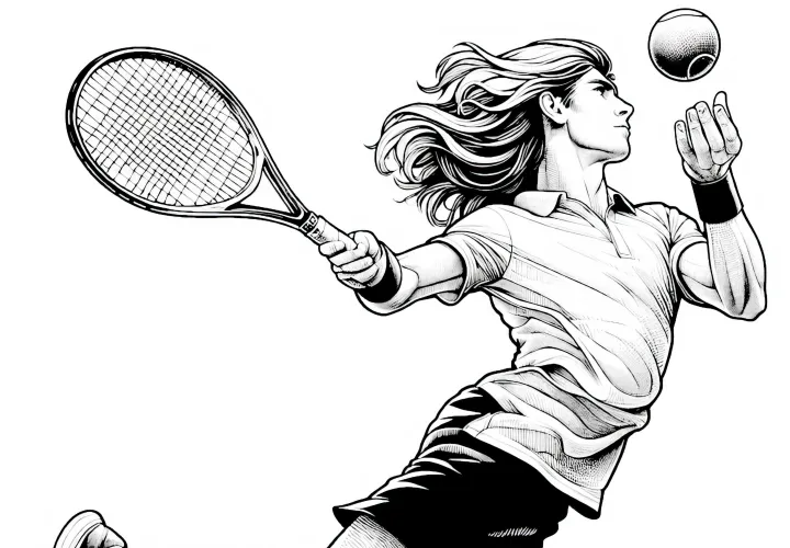 Tennis player coloring template detailed free