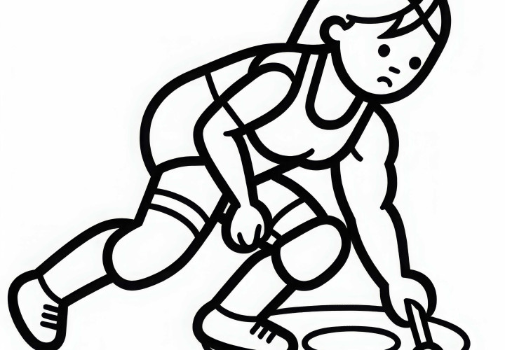 Imtynių sportininkės piešimo šablonas - Nemokama, aukštos kokybės spalvinimo iliustracija parsisiuntimui
