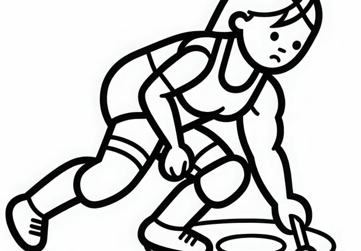 Wrestler Coloring Template Simple Free - High-Quality Coloring Page for Download