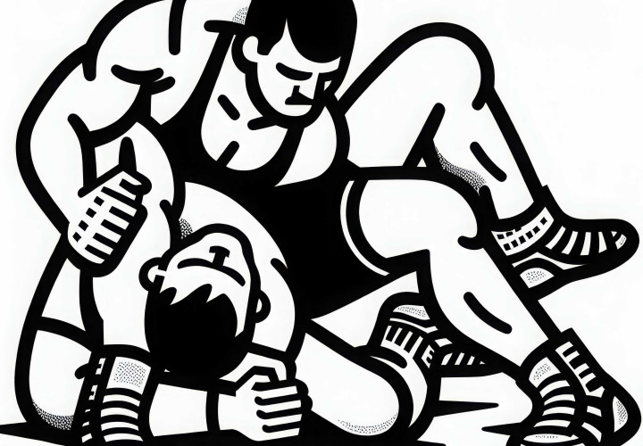 Рестлер държи противник в хватка - безплатна рисунка за оцветяване