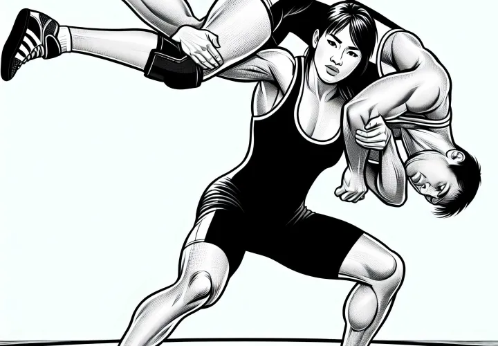 Wrestler lifts opponent - detailed coloring template for free