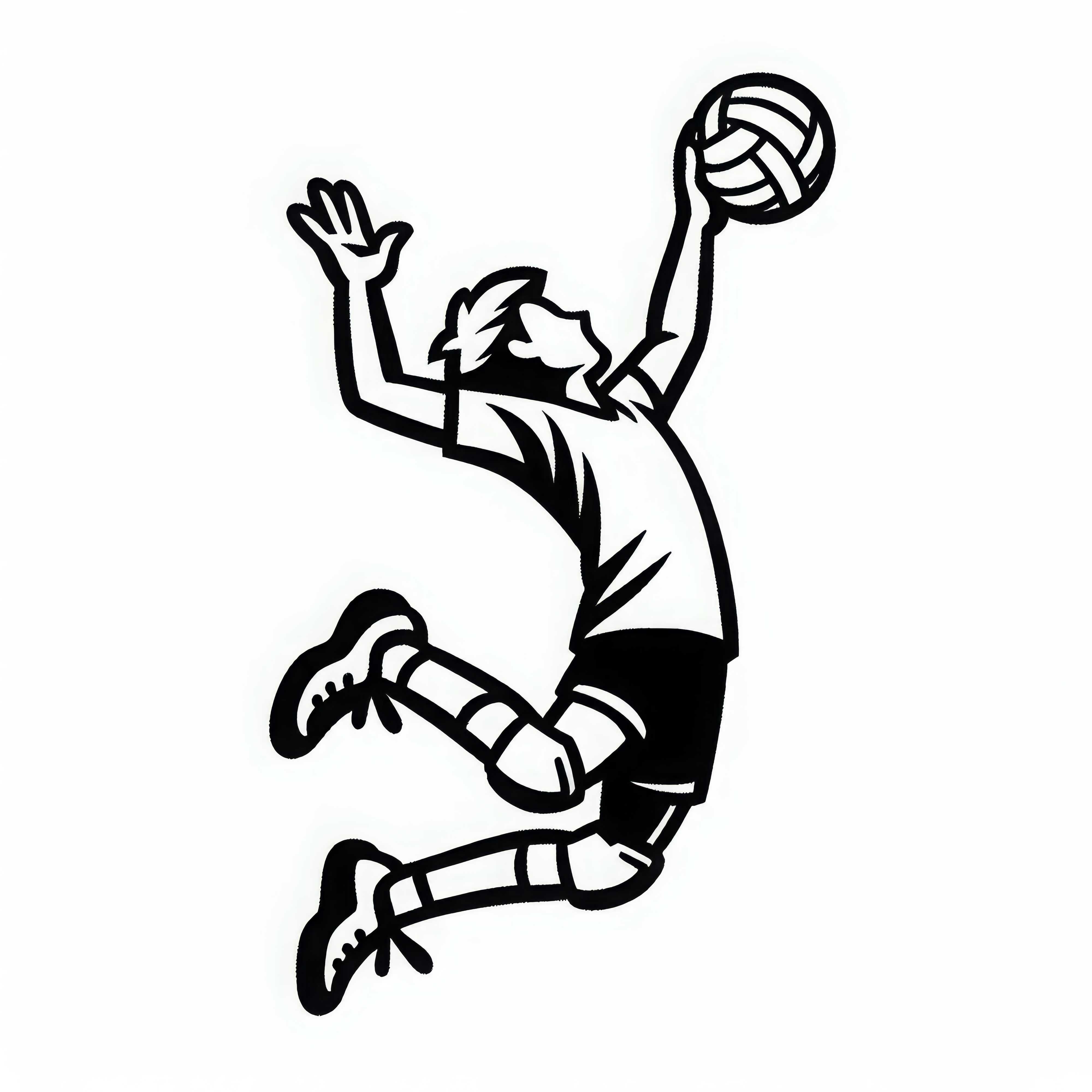Un giocatore di volley salta in alto per una schiacciata potente - Disegno da colorare gratuito