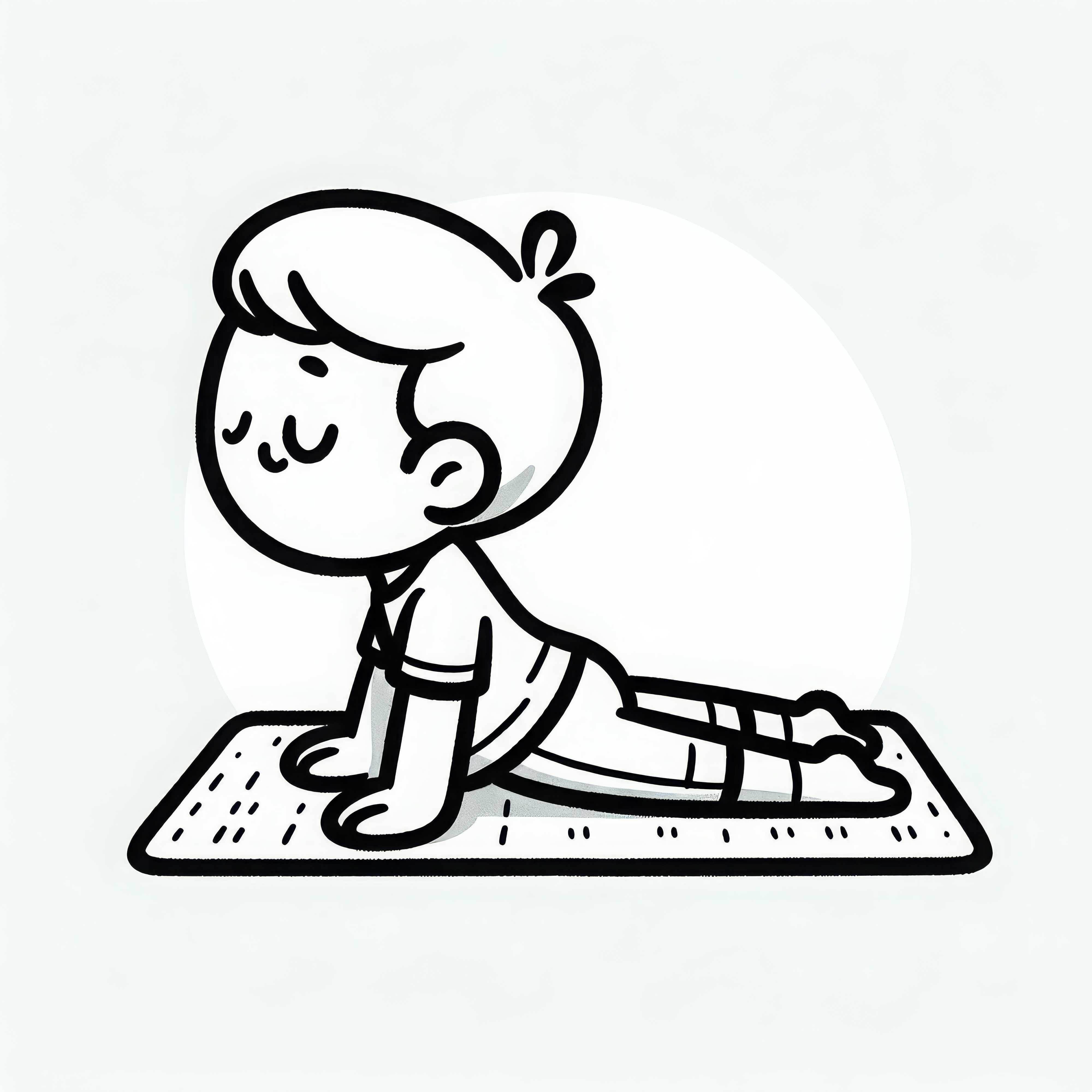 El niño hace la pose de cobra en la esterita de yoga - Imagen para colorear gratuita