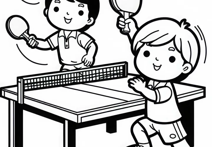 Coloring page of a table tennis player - Free to color