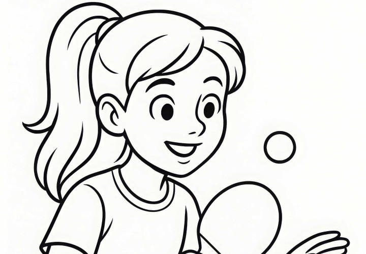 Plantilla para colorear de jugadora de tenis de mesa gratuita