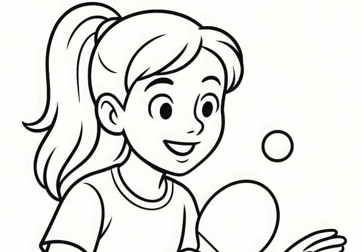 Free table tennis player coloring page