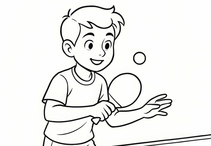 Free Coloring Page of Table Tennis Player