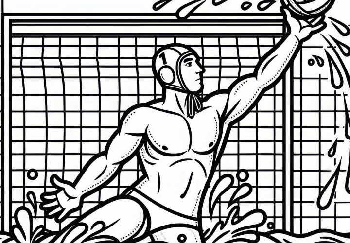 Water polo goalkeeper coloring template free