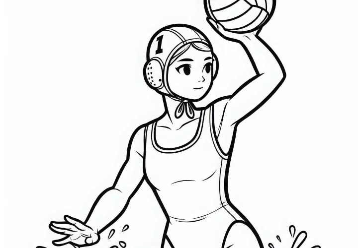 Free water polo player coloring page