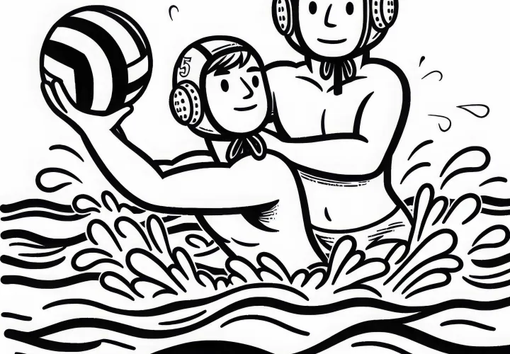 Water polo opponents block each other – Free coloring page