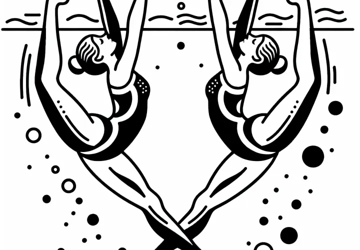 Free coloring page of two synchronized swimmers