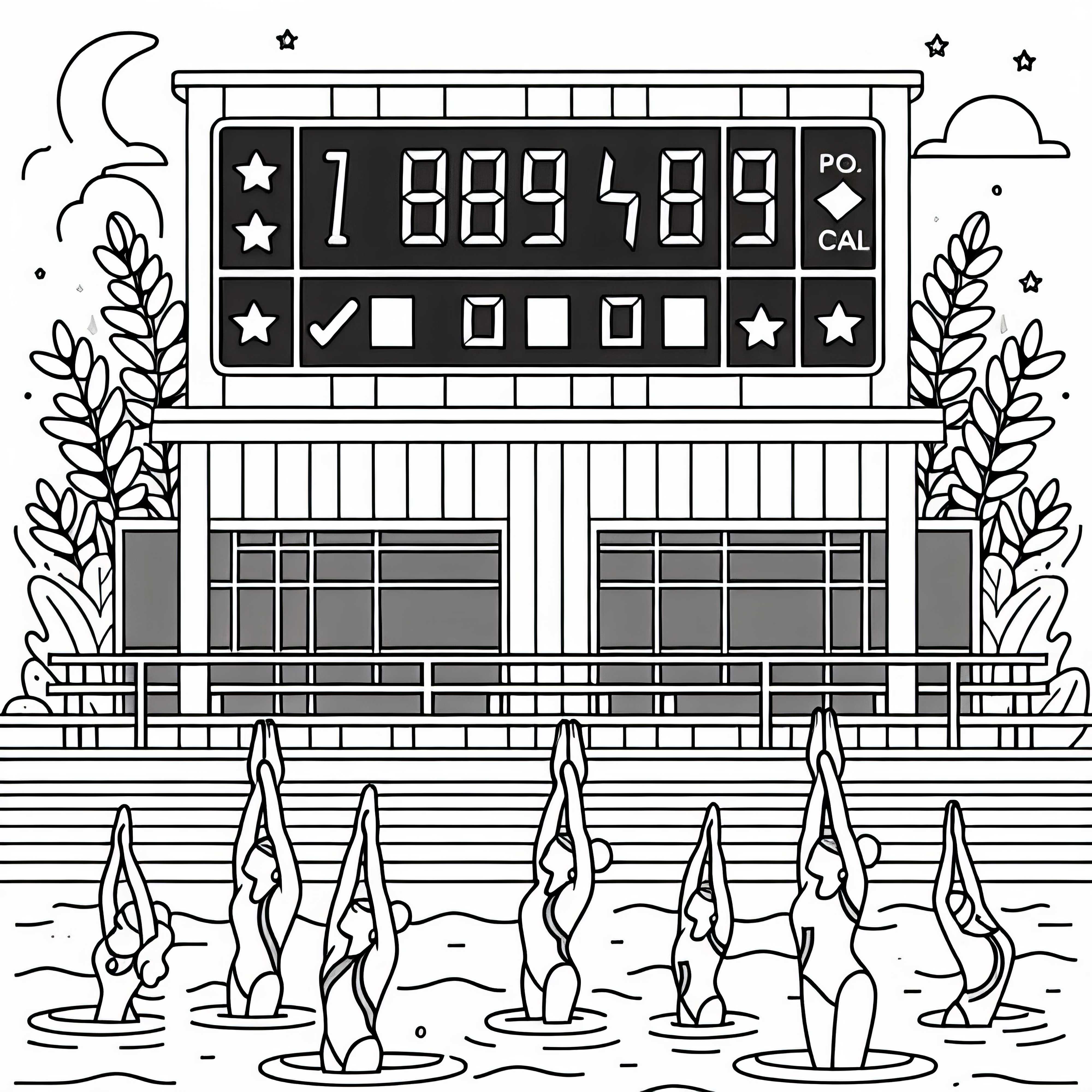Immagine da colorare di nuoto sincronizzato facile gratuita