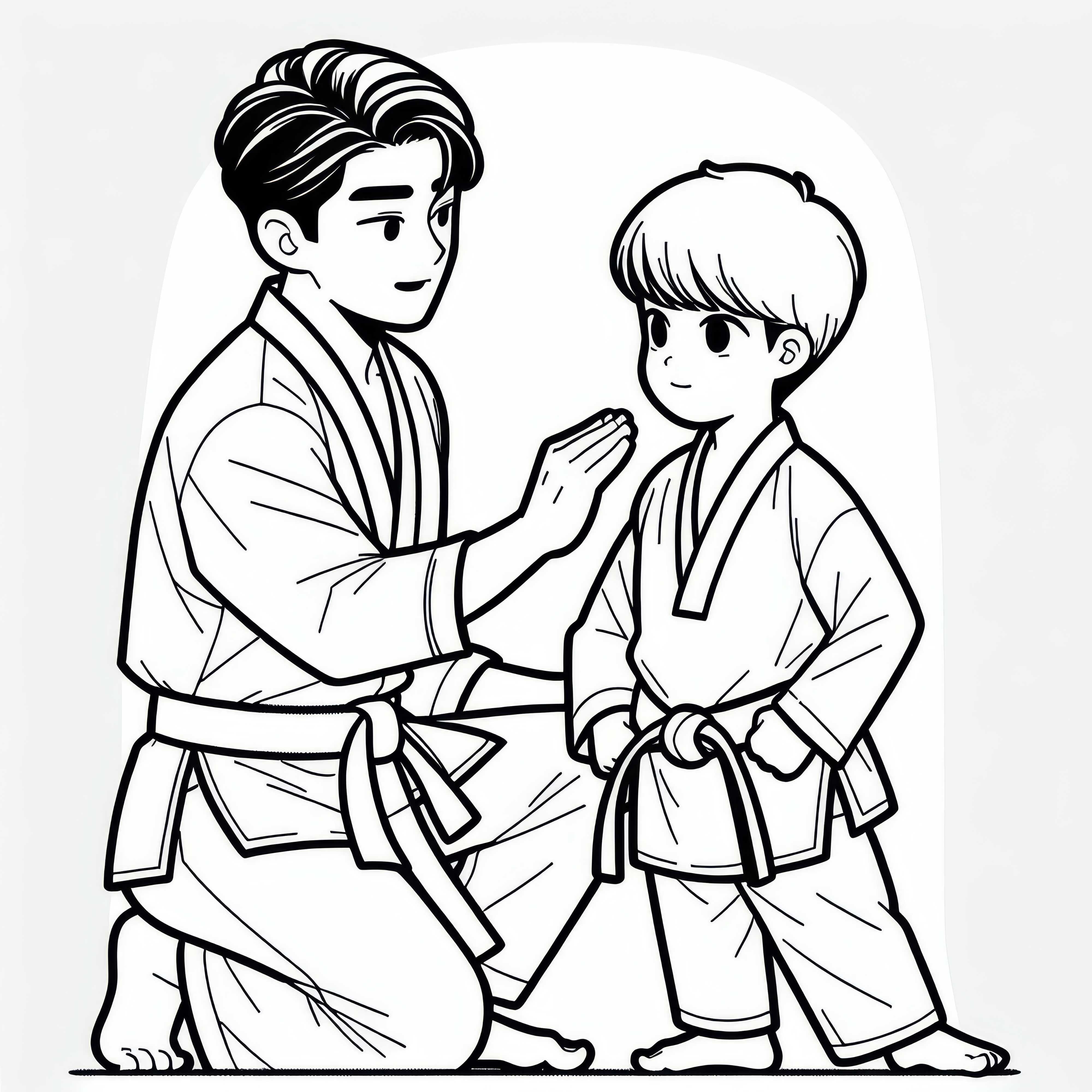 Pelatih Taekwondo memberikan tips kepada siswa untuk teknik yang sempurna – Template mewarnai gratis