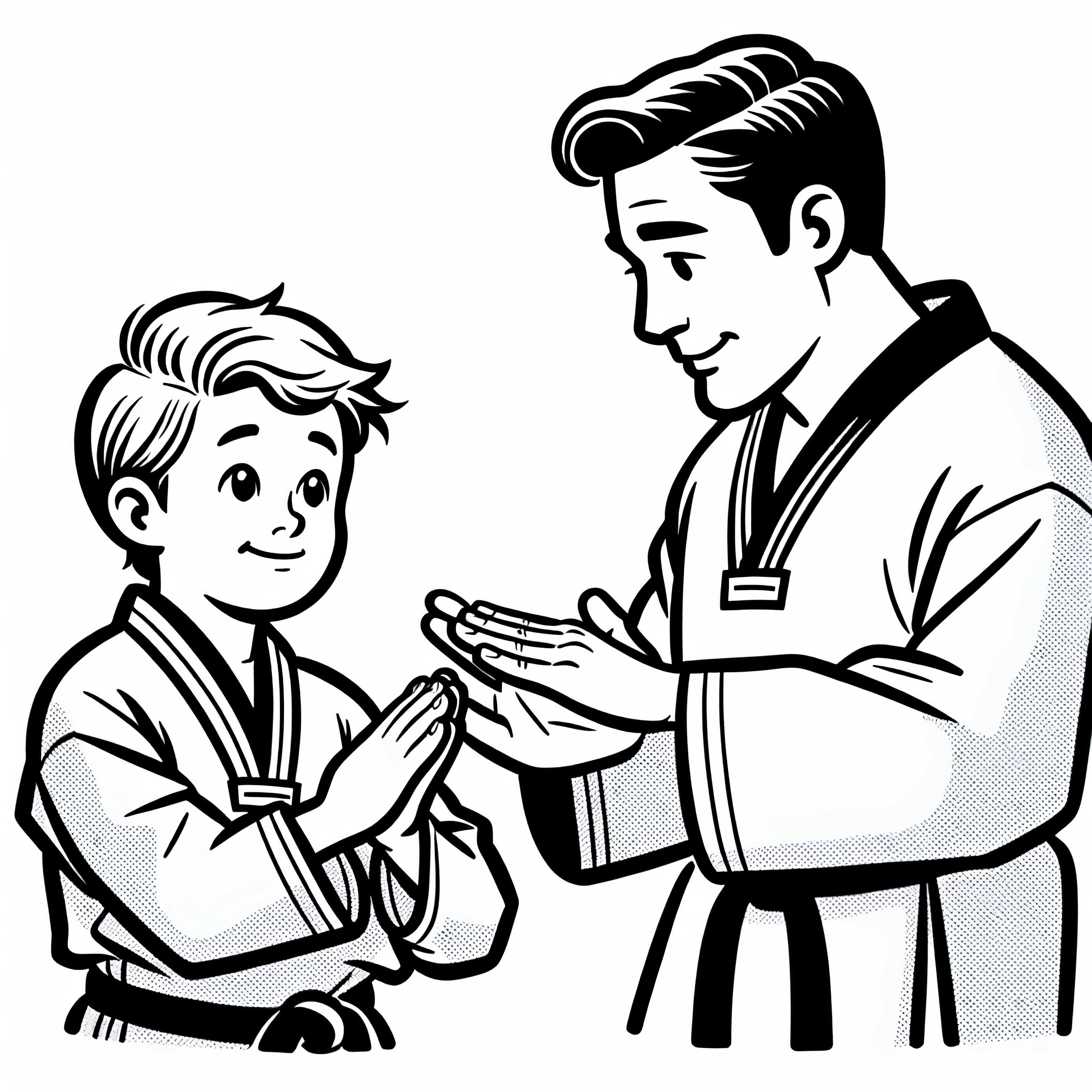 Gambar Mewarnai Siswa dan Guru Taekwondo Gratis