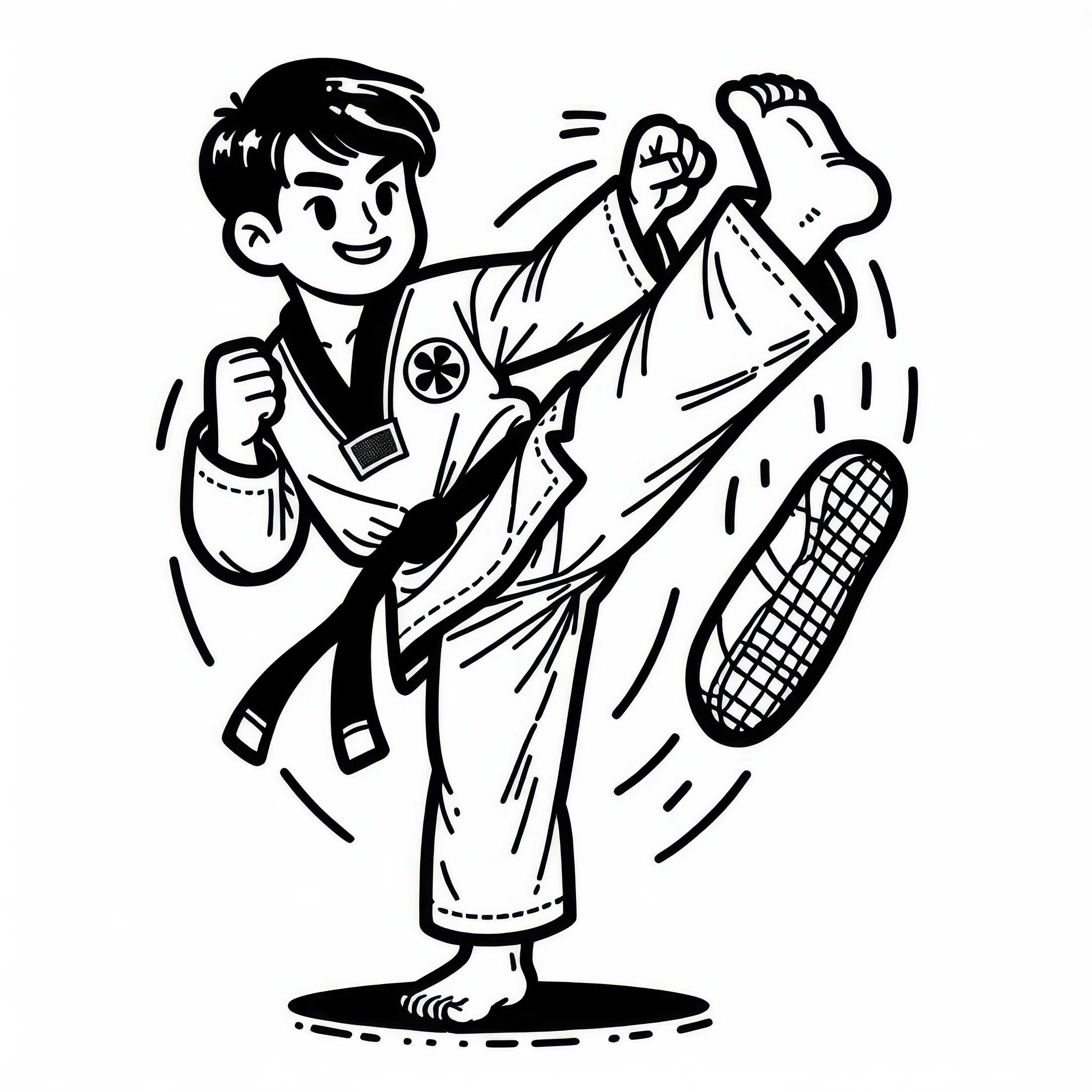 Petinju Taekwondo Melakukan Tendangan Tinggi - Cetakan Gambar Gratis