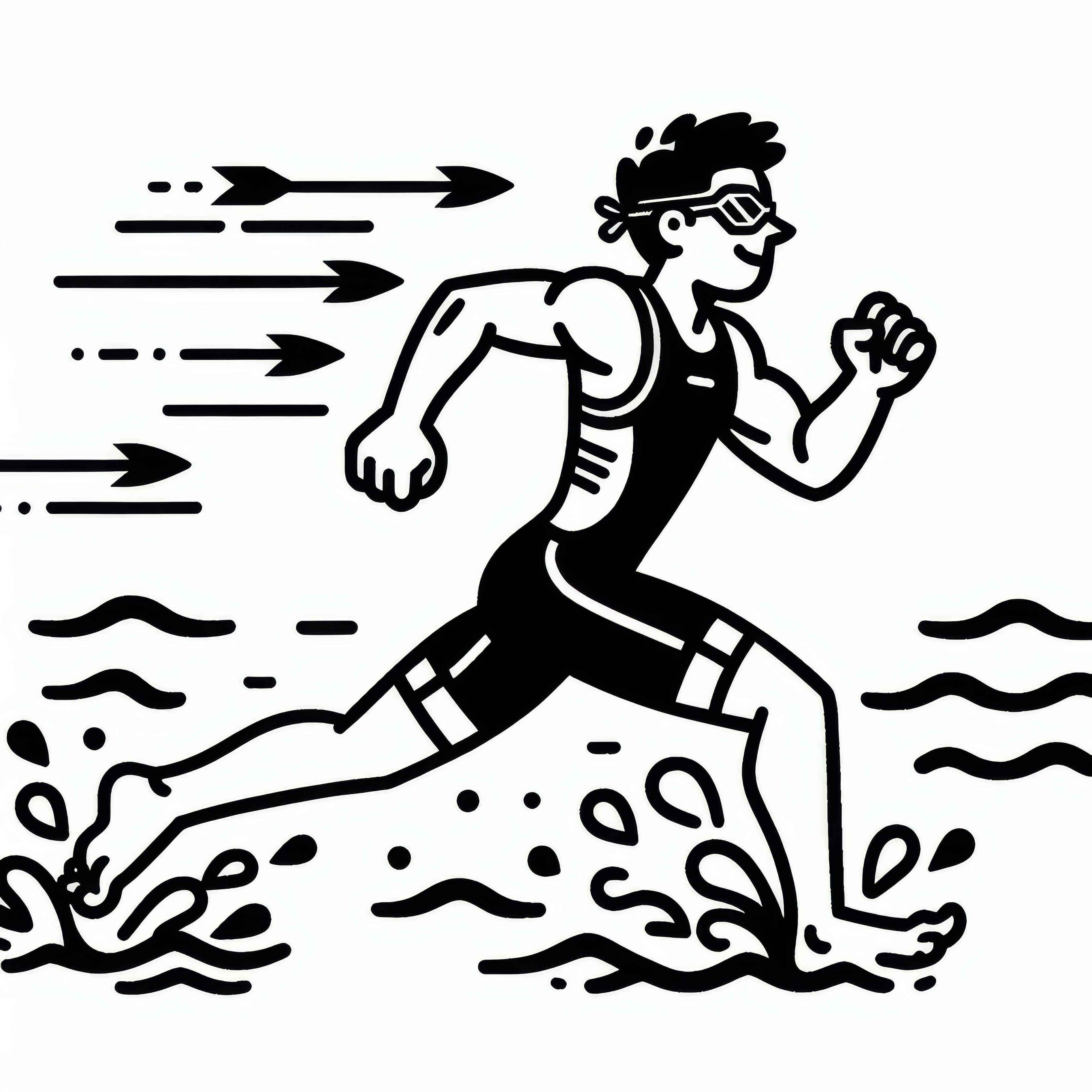 Triathlet sprintet aus Wasser – Ausmalbild gratis