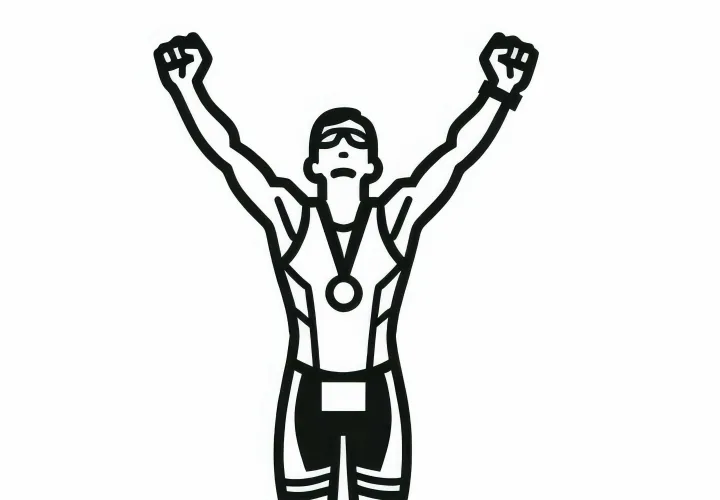 Triathlete celebrates victory - free coloring page