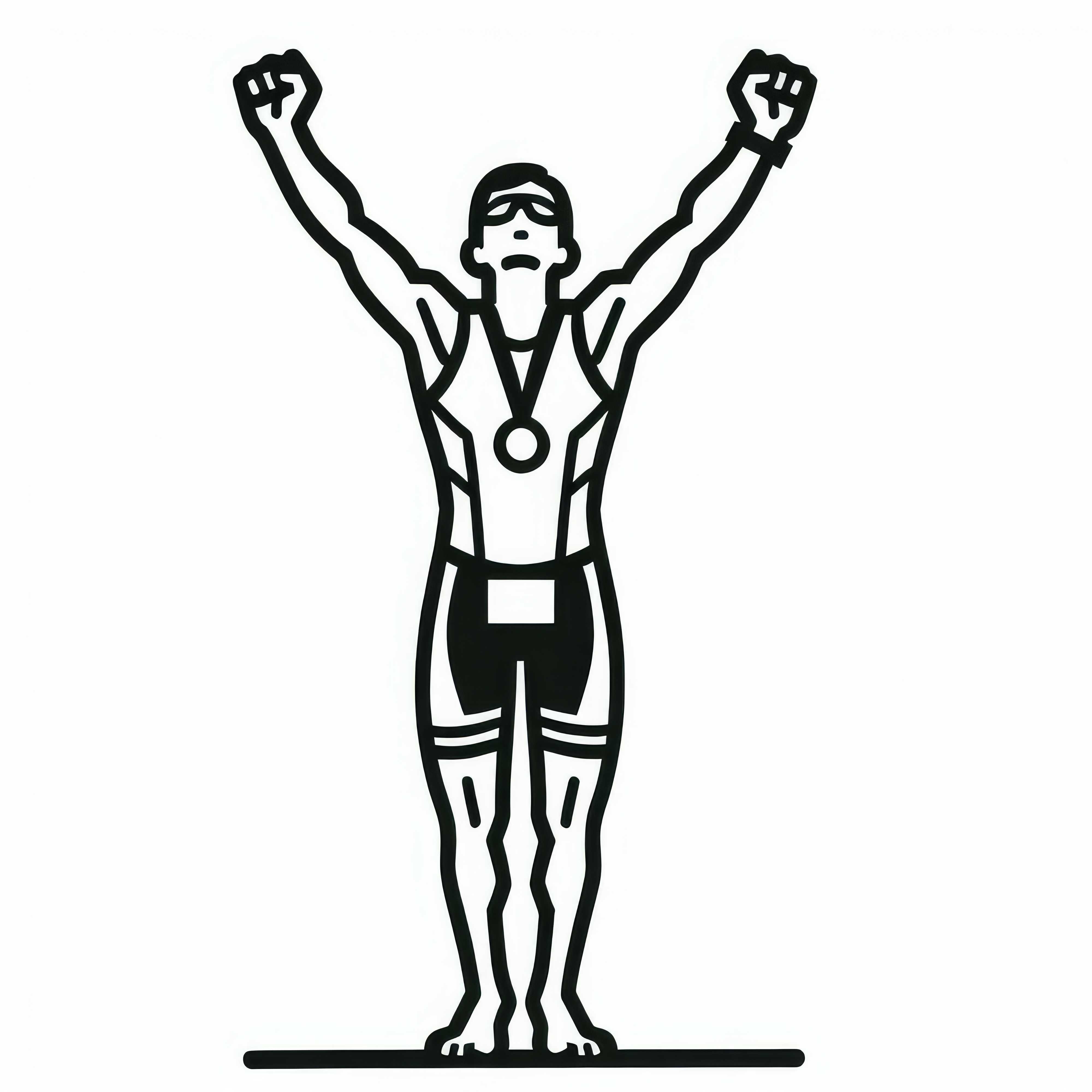 Triathlet feiert Sieg – Malvorlage gratis