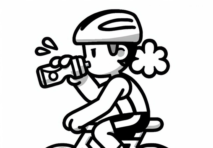 Triathletin trinkt während der Fahrt aus Radflasche – Malvorlage kostenlos
