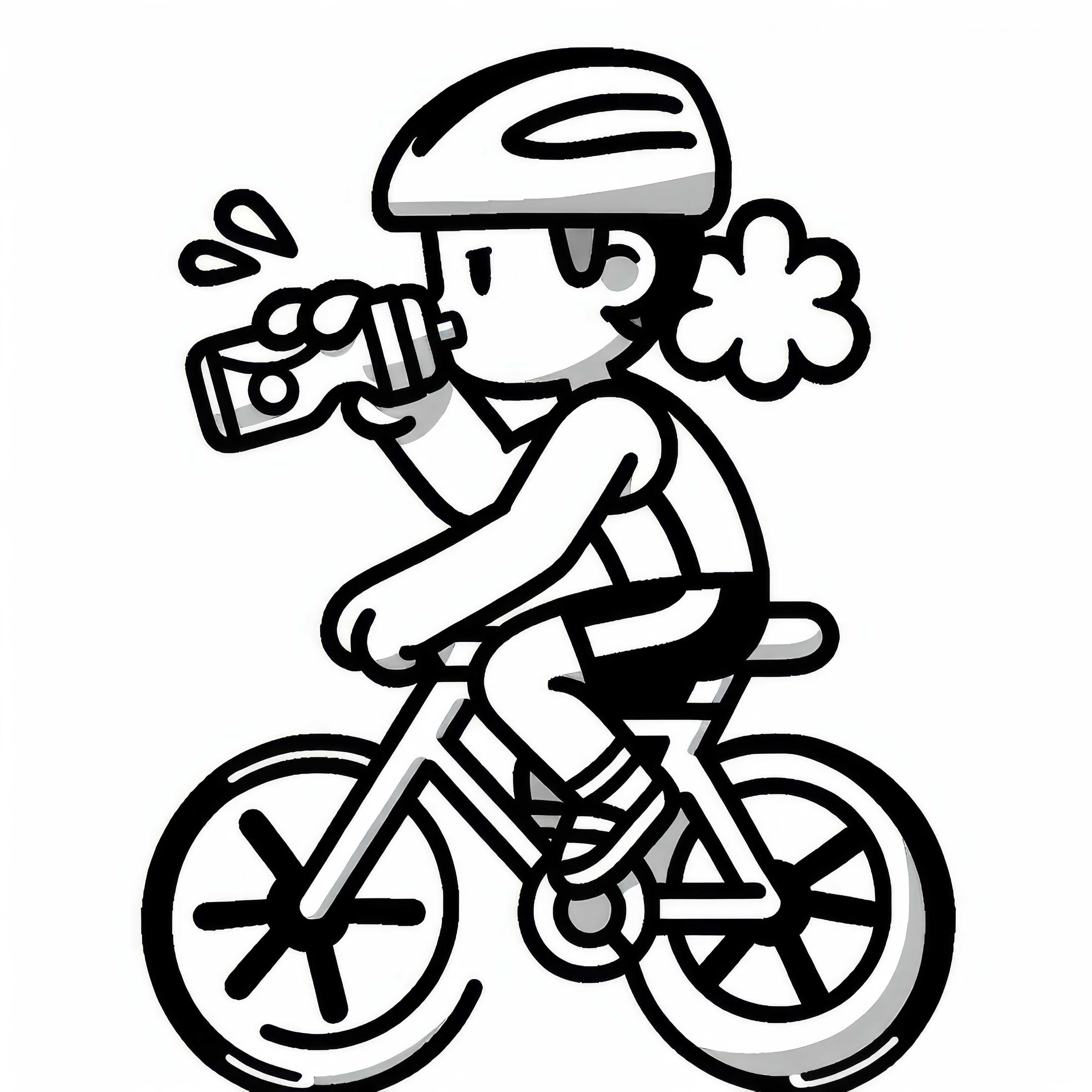 Triathletin trinkt während der Fahrt aus Radflasche – Malvorlage kostenlos