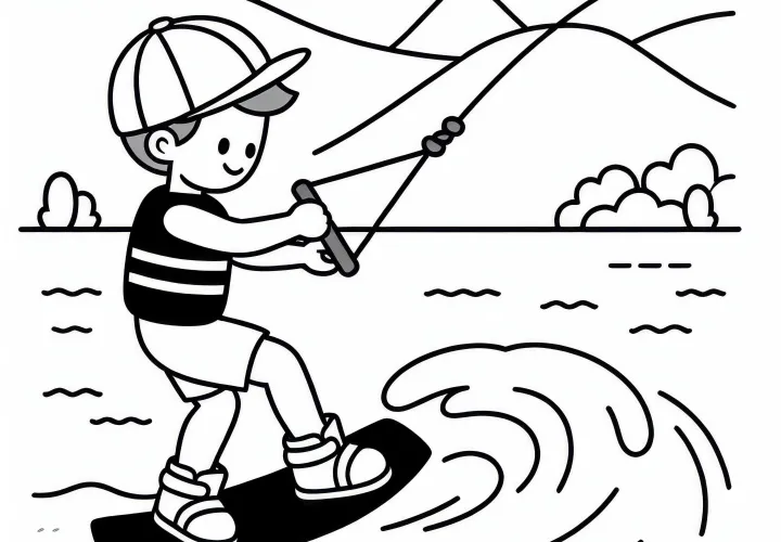 Free coloring template for wakeboard beginners