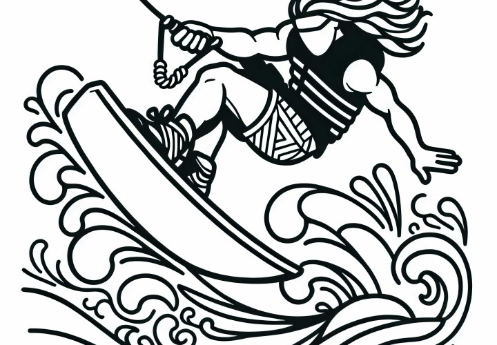 Wakeboarder macht Sprung – Ausmalbild kostenlos