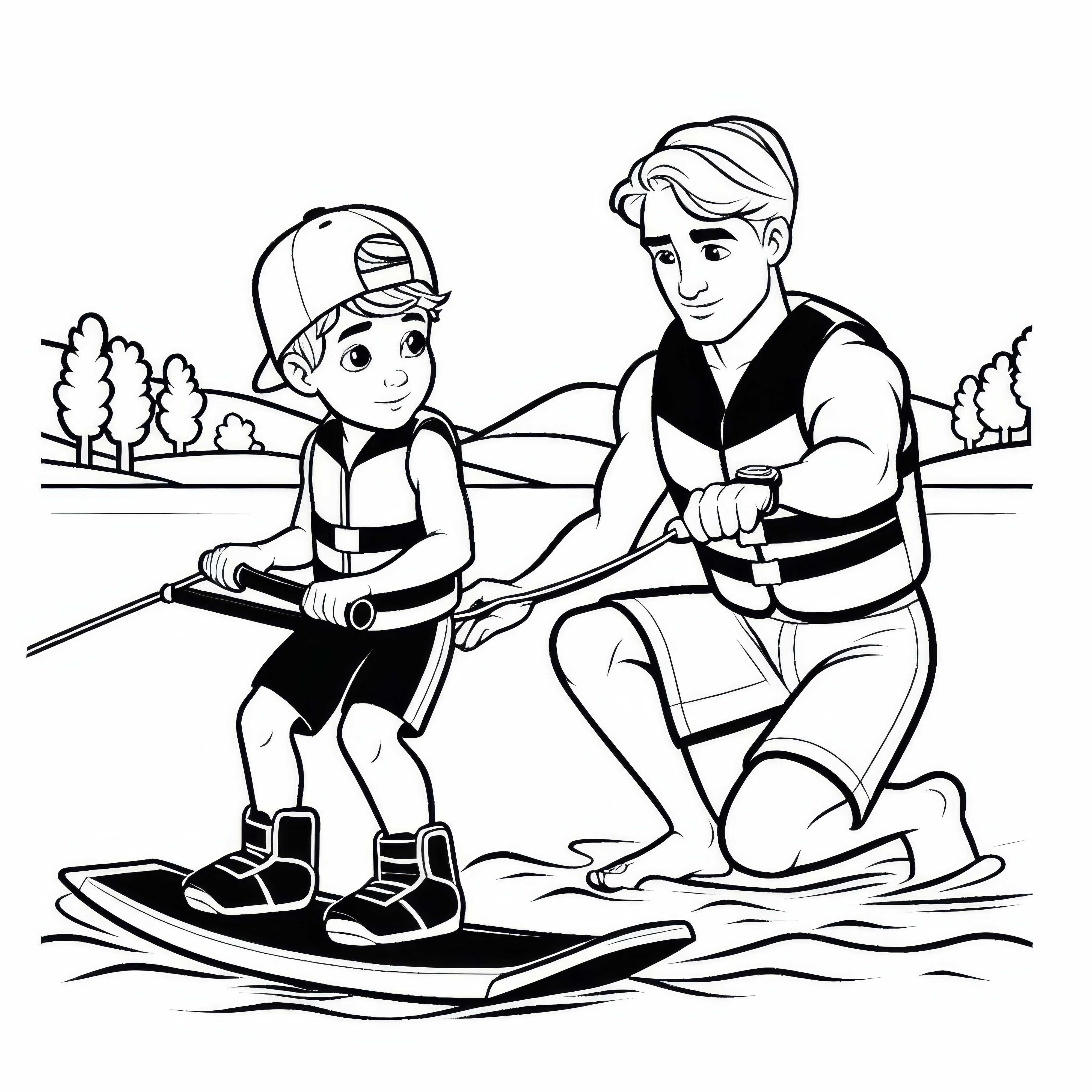 Wakeboard-Coach gibt Neuling Tipps für bessere Haltung – Ausmalbild gratis