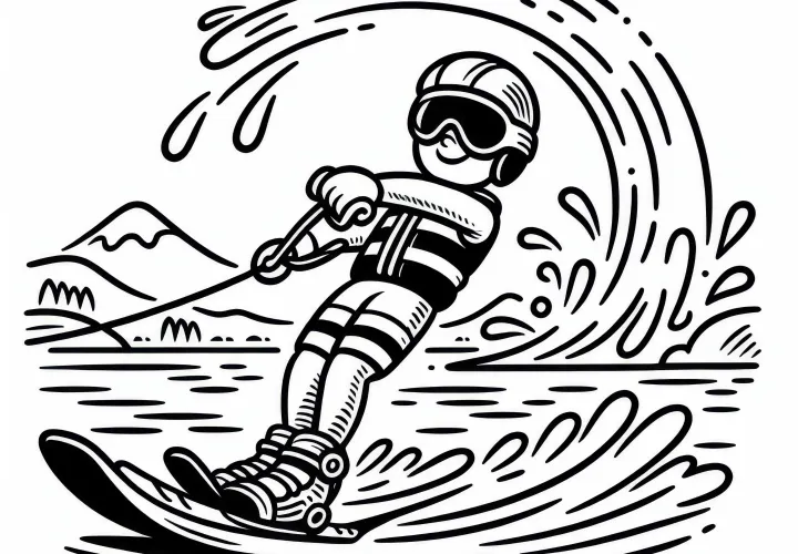 Water Skier Coloring Page Easy Free