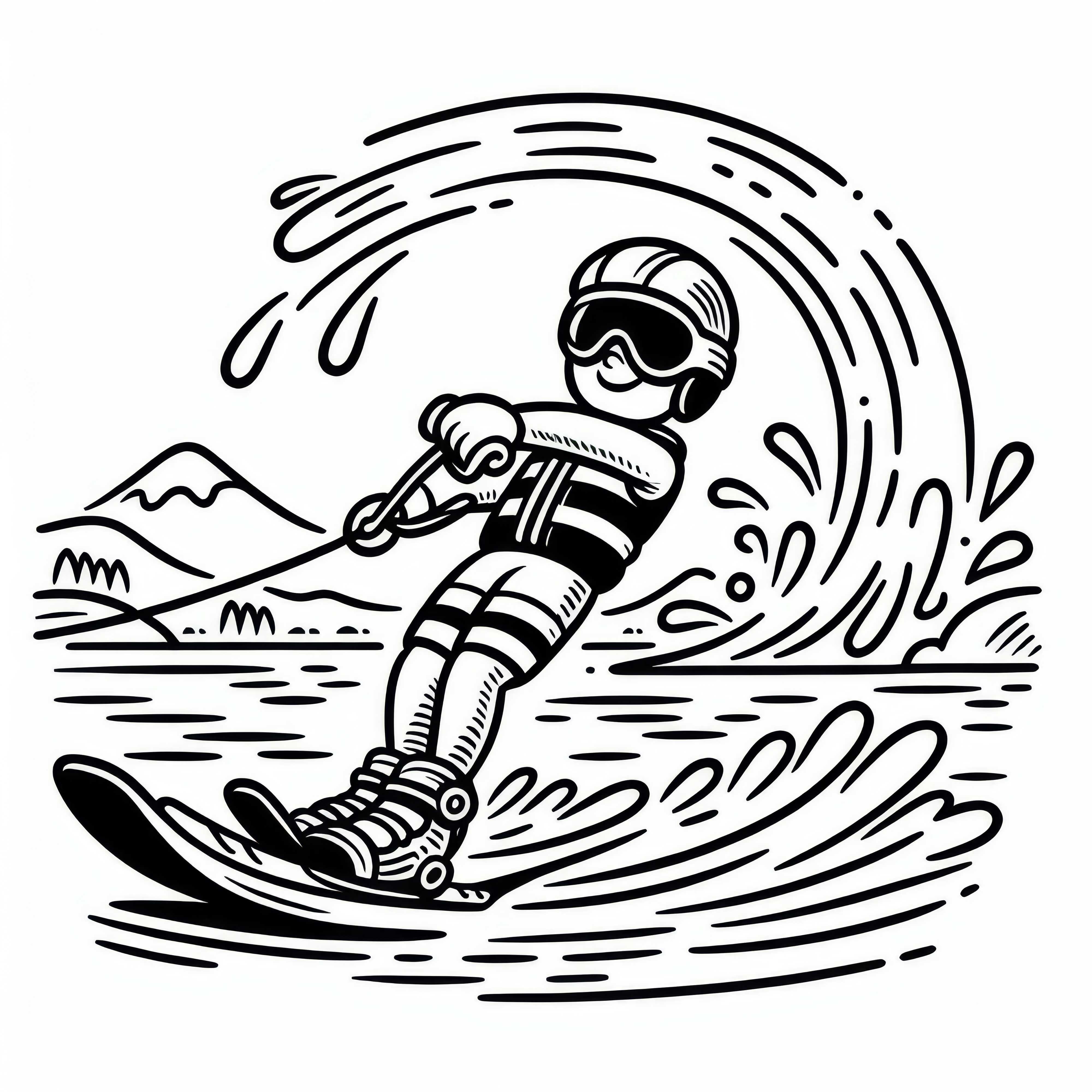 Gambar mewarnai pemain ski air sederhana gratis