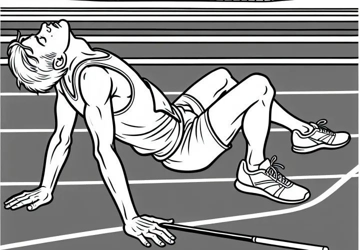 Exhausted Decathlete Coloring Page Simple Free