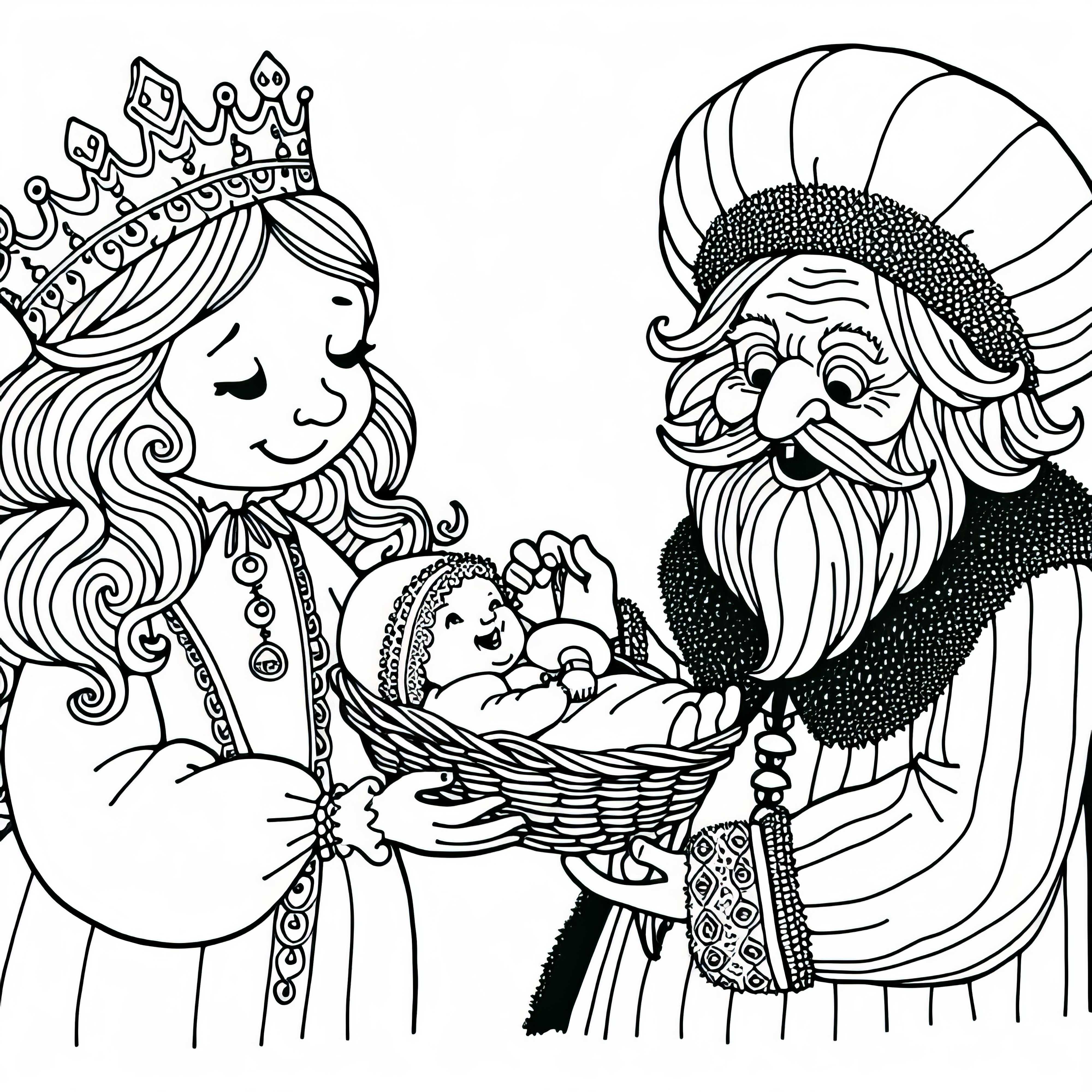Rumpelstiltskin menuntut anak pertama dari putri penggiling – Gambar untuk diwarnai
