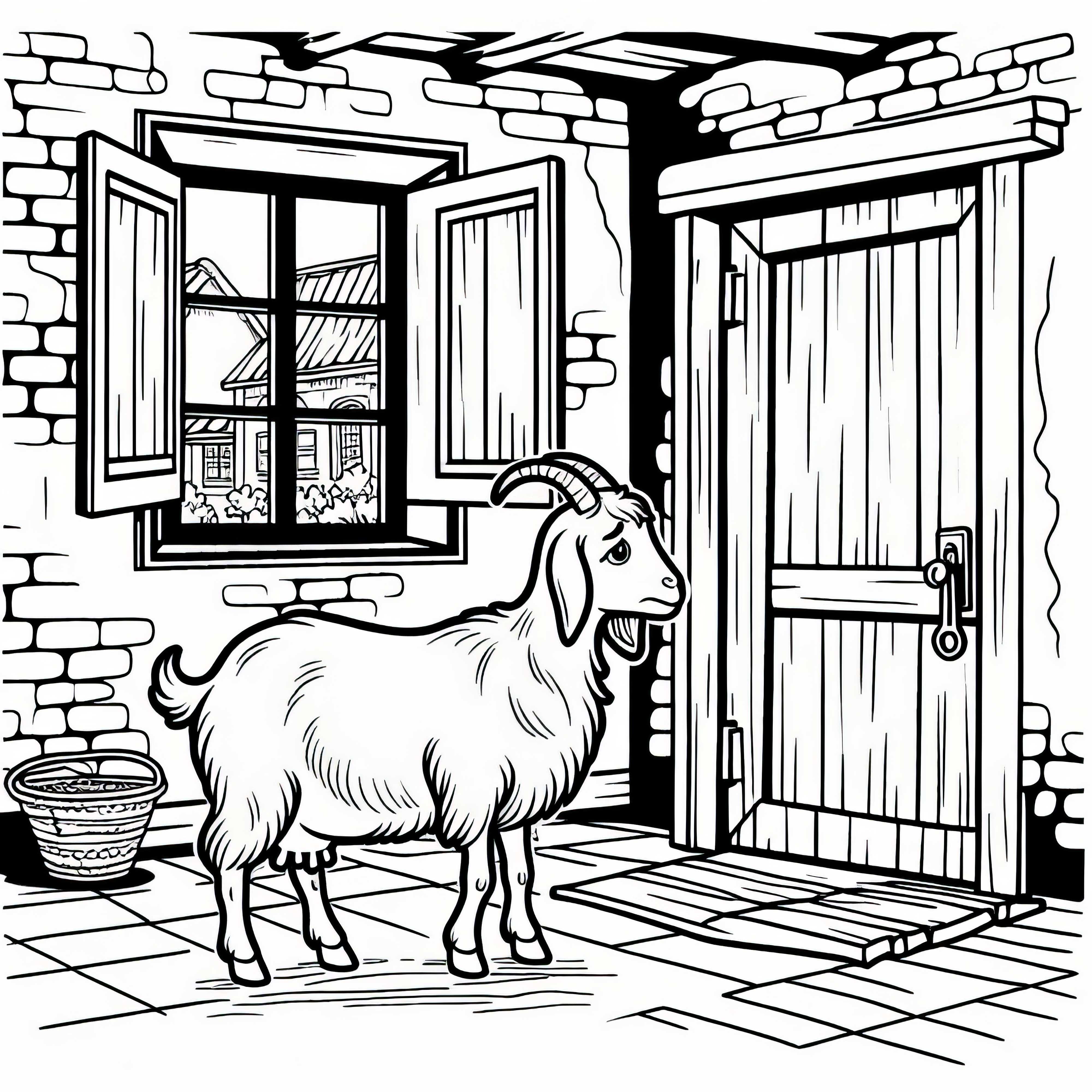 A mãe cabra procura desenho para colorir de O Lobo e os Sete Cabritinhos