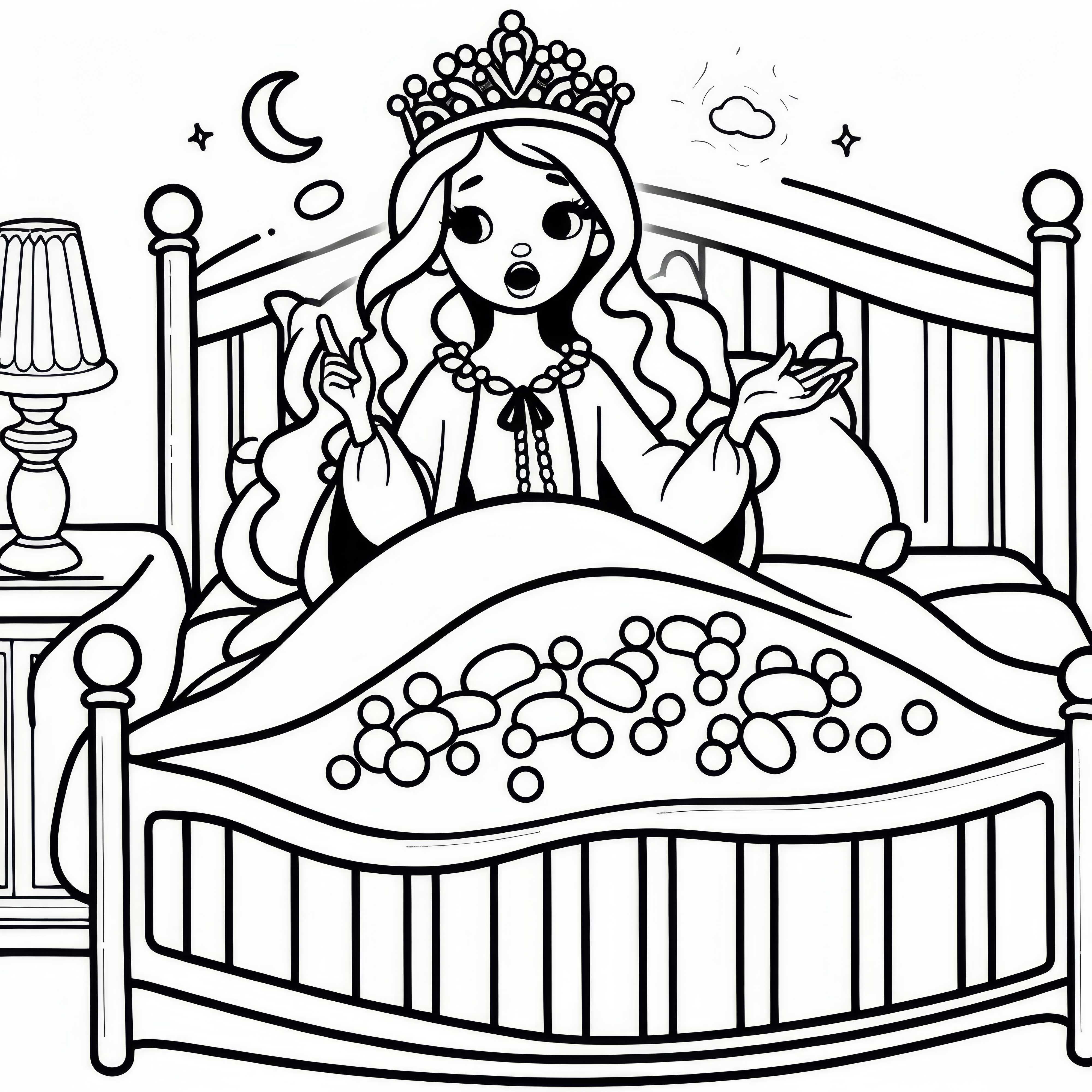 Prinzessin erzählt, dass sie schlecht geschlafen hat – Malvorlage Prinzessin auf der Erbse