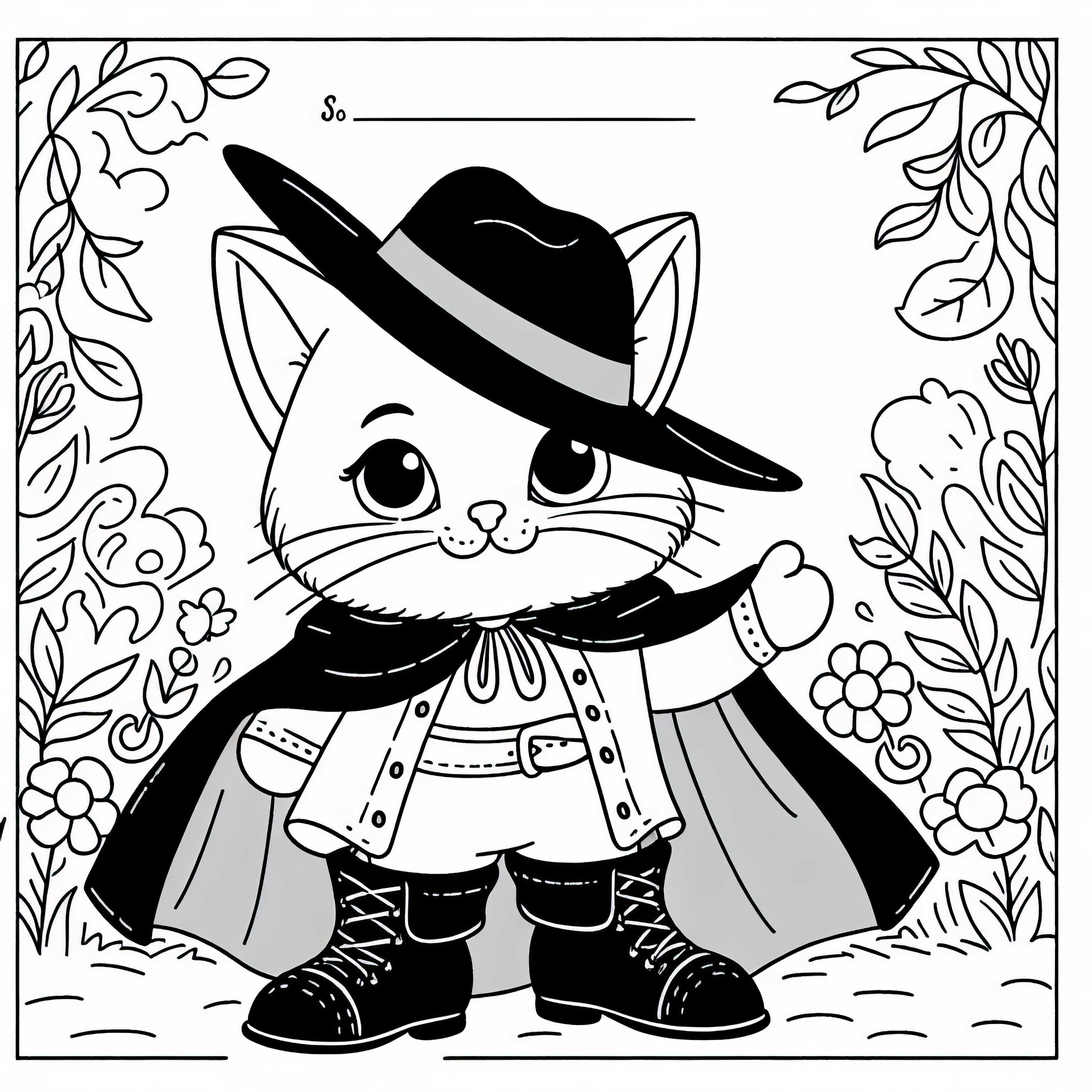 Gato de Botas Desenho para Colorir Conto de Fadas Grátis