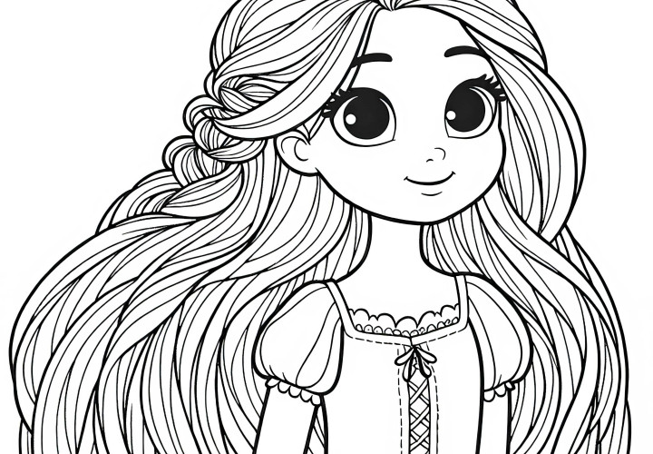 Seni Malu Rapunzel yang mudah & gratis Vorlage Gambar Rapunzel yang mudah dan gratis