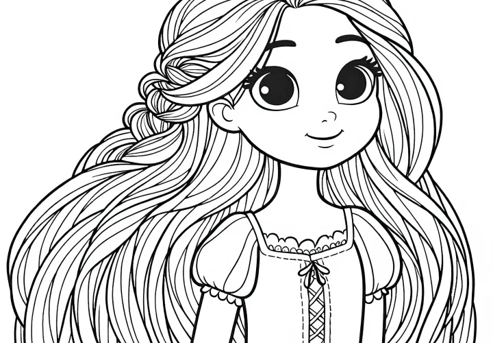 Rapunzel coloring page simple & free