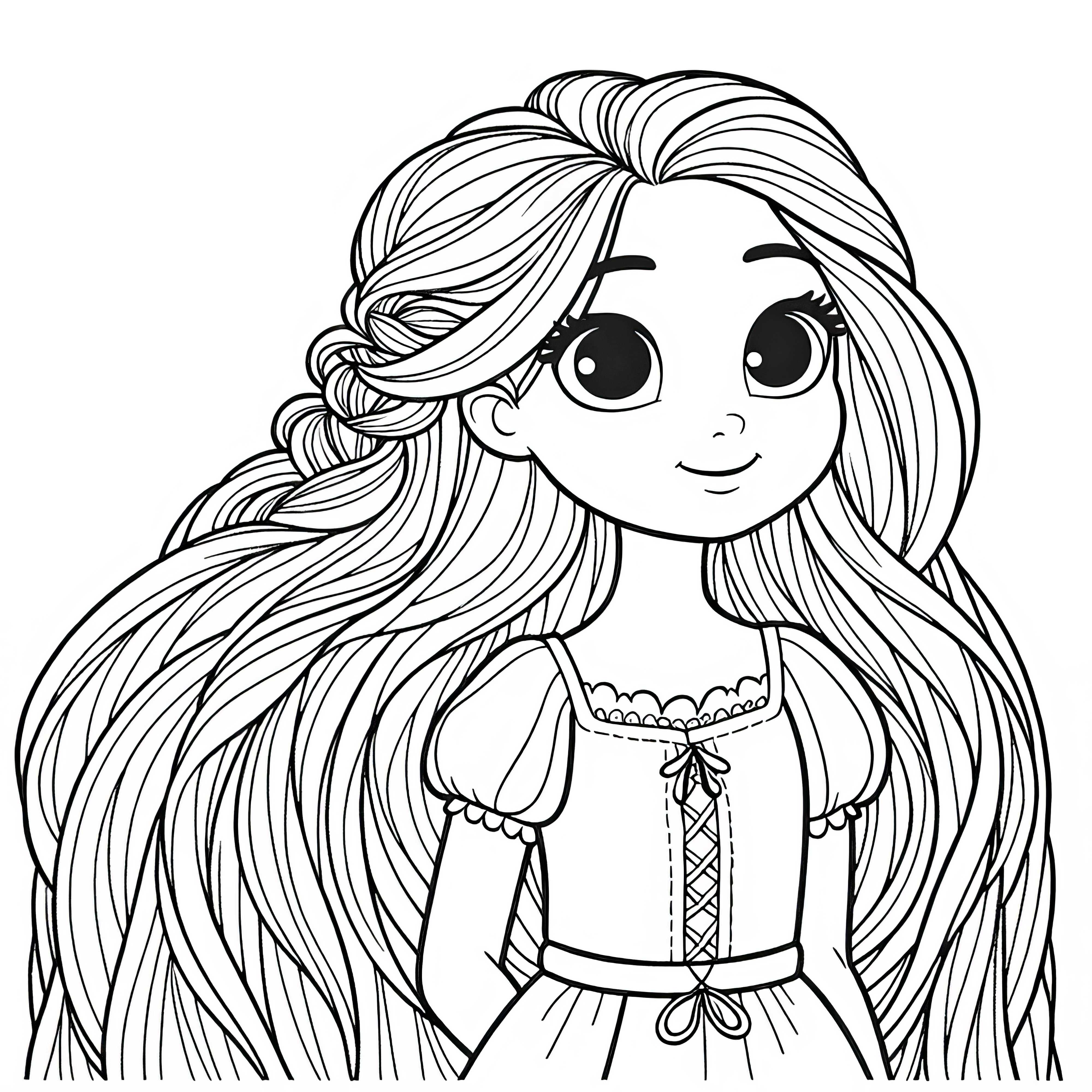 Rapunzel Gambar Mewarnai Sederhana Gratis