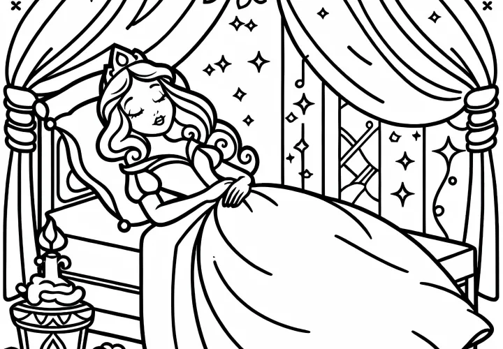 Free Sleeping Beauty coloring page for children