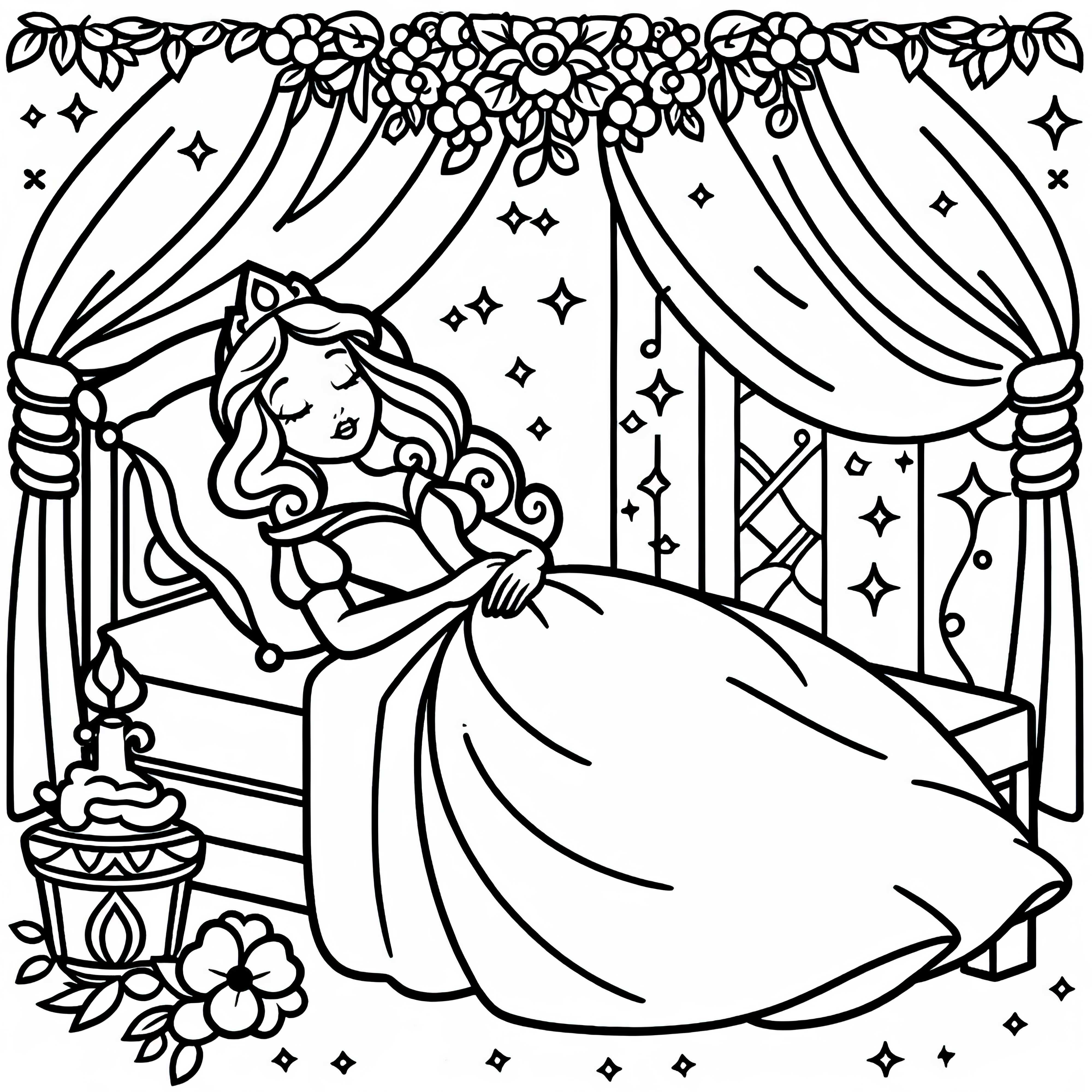 Free Sleeping Beauty coloring page for children
