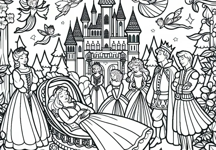 Free Sleeping Beauty coloring page for everyone