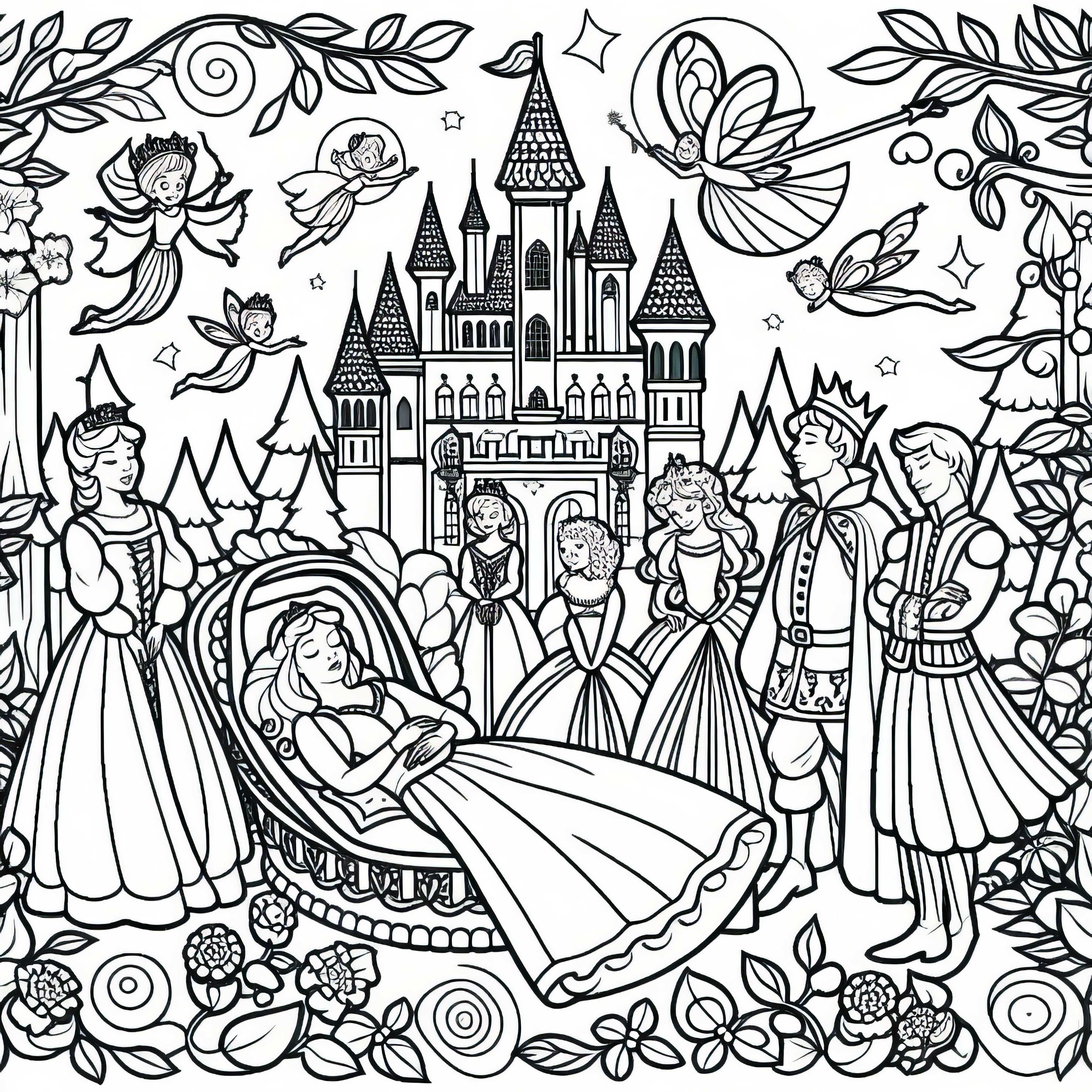 Free Sleeping Beauty coloring page for everyone