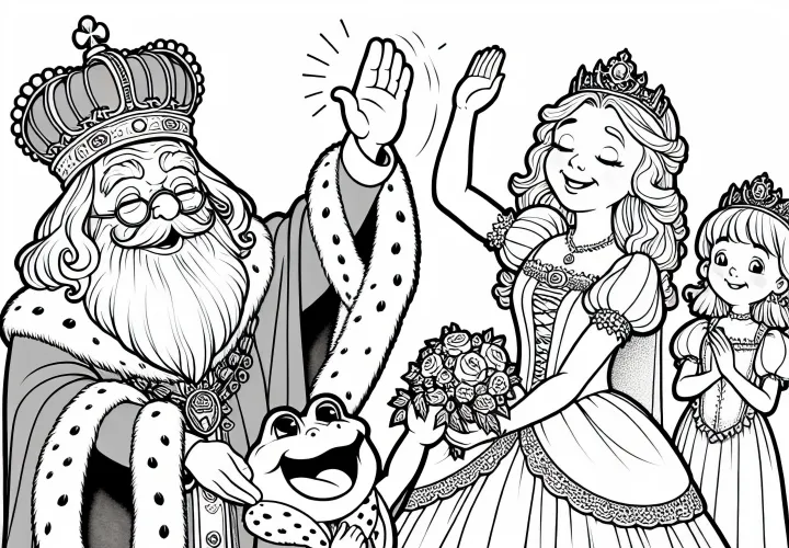 King gives blessing for the wedding – Free coloring page Frog Prince