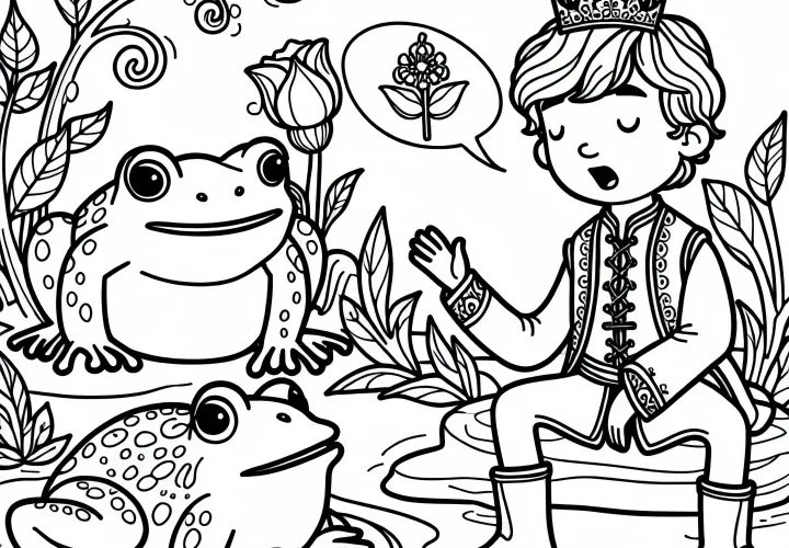 Prince tells how he was cursed – Free coloring page of the Frog King
