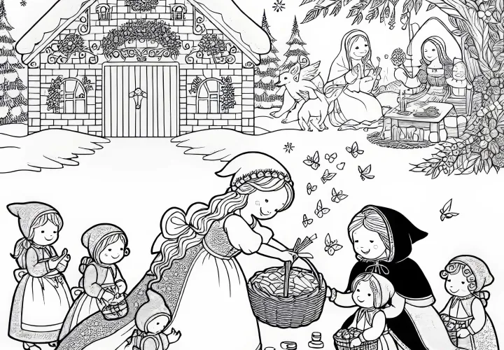 The girl lives happily and helps others with her prosperity - Coloring page Star Money