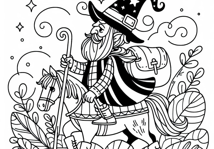 The brave little tailor sets off on his journey – Coloring page for fairy tale fans